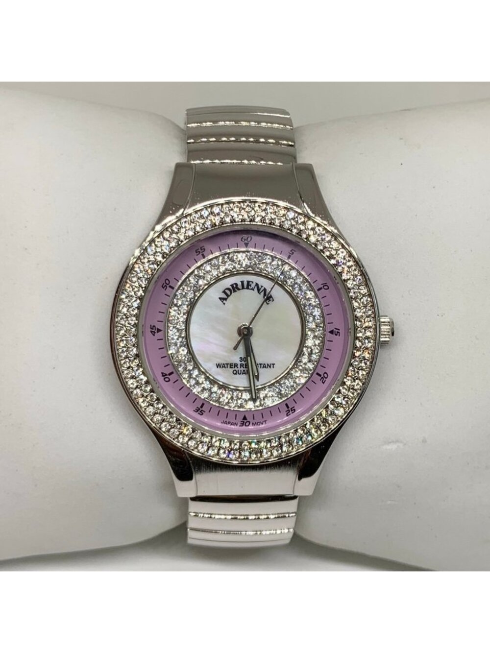Adrienne womenβs watch limited edition silver tone 36mm quartz mop dial running